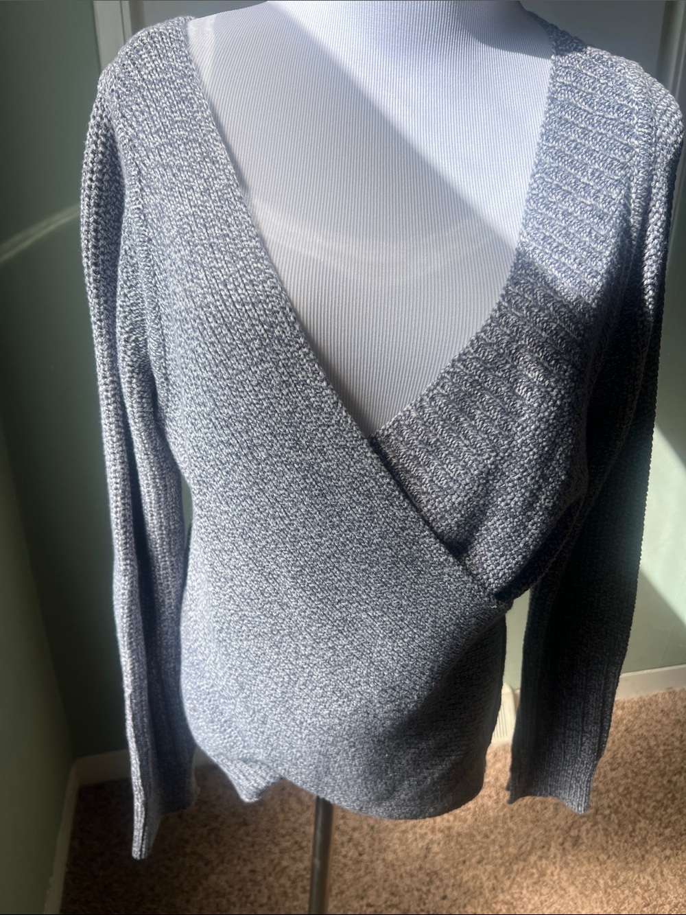 New no tags Brochu Walker blue/gray wrap sweater Large
